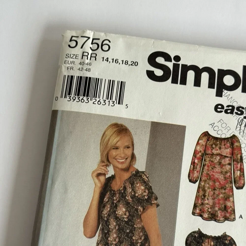 Simplicity 5756 EASY Sewing Pattern Maternity Peasant Top Dress Pants Skirt PLUS